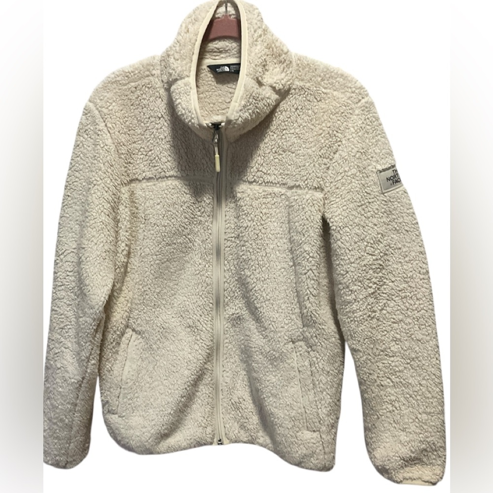 Ladies The NORTH FACE Sherpa Cream Jacket Zip Front Sz Large